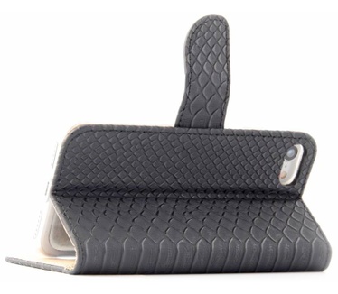 Schubben design Lederen Bookcase hoesje voor de Apple iPhone 8 - Zwart (Apple iPhone 8) Zwart