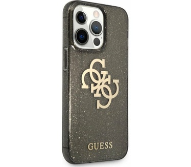 Guess 4G Logo Glitter TPU - Apple iPhone 13 Pro (6.1") - Zwart Zwart