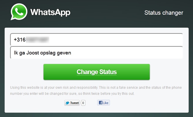 WhatsApp-bug: Je vult iemands mobiele nummer en de gewenste status in...