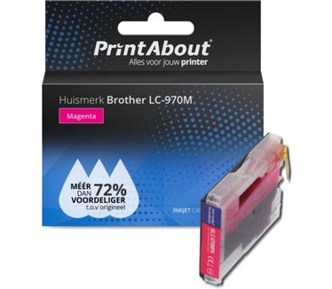 PrintAbout Huismerk Brother LC-970M Inktcartridge Magenta