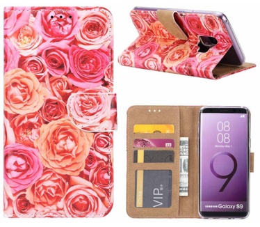 Rozen print lederen Bookcase hoesje voor de Samsung Galaxy S9 - Roze (Samsung Galaxy S9) Roze