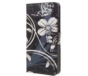 qMust Huawei Honor 5C Wallet Case - hoesje met stand - White Flower
