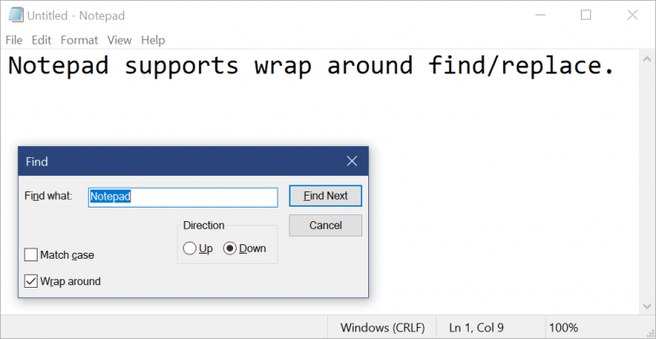 Windows RS5 Kladblok