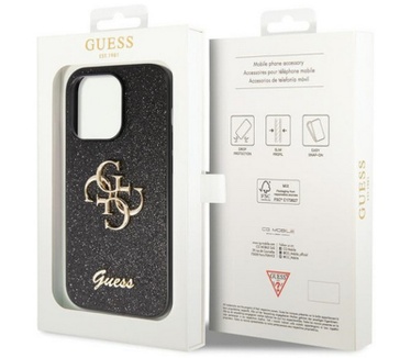 Guess 4G Glitter Back Case - Apple iPhone 14 Pro (6.1") - Zwart Zwart