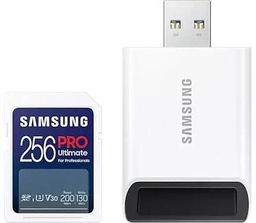 Samsung PRO Ultimate SD Card 256GB + USB-kaartlezer