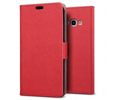 qMust Samsung Galaxy J1 (2016) Wallet Case - TPU frame - Red