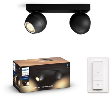 Philips Hue White ambiance Buckram 2-lichts spotbalk Zwart (inclusief dimmer)