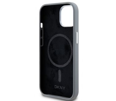 DKNY Silicone Metal Logo Back Case - iPhone 15 (6.1") - Grijs Grijs