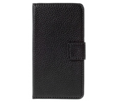 Kees Lederlook Portemonnee Hoesje Wiko Sunset 2 - Zwart