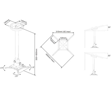 Multibrackets M Universal Projector Ceiling Mount 300-420 with Finetune