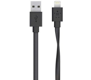 Belkin Belkin platte Lightning naar USB kabel 1,2 meter - Zwart