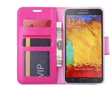 Luxe Lederen Bookcase hoesje voor de Samsung Galaxy Note 3 Neo - Roze (Samsung Galaxy Note 3 Neo) Roze