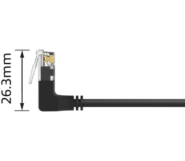 ACT Zwarte 2 meter U/UTP CAT6A LSZH Slimline patchkabel met RJ45 connectoren 90° haaks boven naar 90° haaks boven