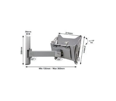 B-Tech Medium Flat Screen Wall Mount With Single Arm Extension