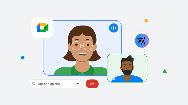 Google Meet, bijna realtime audiovertaling. Bron: Google