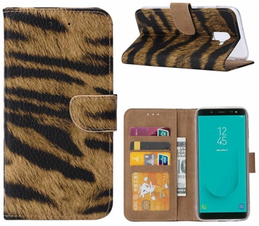 Tijger print lederen Bookcase hoesje voor de Samsung Galaxy J6 2018 (Samsung Galaxy J6 2018)