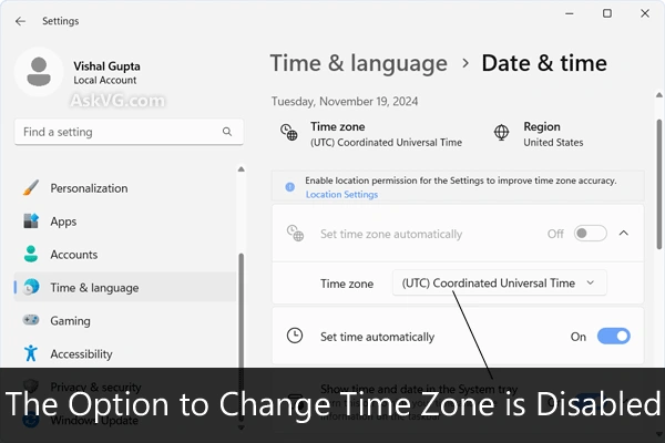 Windows 11 24H2: tijdzone veranderen kan niet