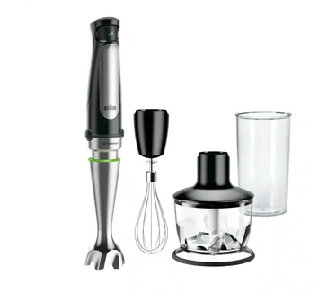 Braun MultiQuick 7 staafmixer, spatbescherming, vaatwasmachinebestendige onderdelen, BPA-vrije kunststof beker 600 ml, garde, hakmolen 500 ml, ijsmes, MQ 7035XBI, 1000 W, zwart