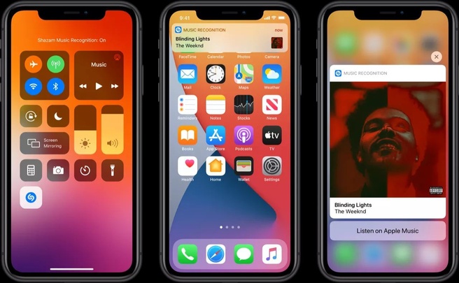 Shazam in Bedieningspaneel