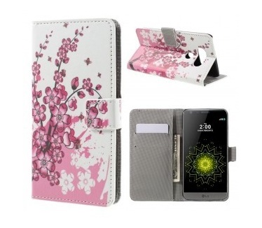 qMust LG G5 Wallet Case - hoesje met stand - Pink Blossom