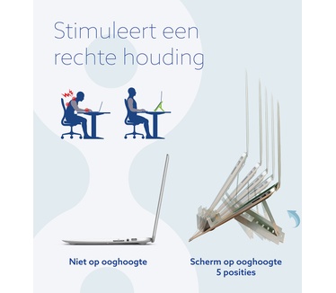 R-Go Tools Riser Flexible Laptopstandaard, Zilver