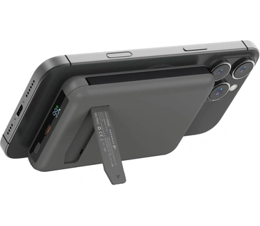 Mojogear NovaMag All-in-1 Powerbank 10.000 mAh – Draadloos Qi2 & ingebouwde kabels – Grijs
