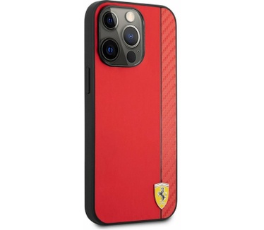 Ferrari Smooth Carbon Back Case - iPhone 13 Pro (6.1") - Rood Rood