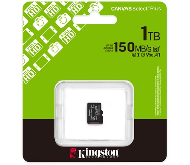 Kingston 1TB micSDXC Canvas Select Plus Gen3 150R A1 enkel pakket zonder ADP