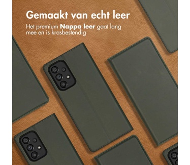 Accezz Premium Leather Slim Bookcase Samsung Galaxy A53 - Groen
