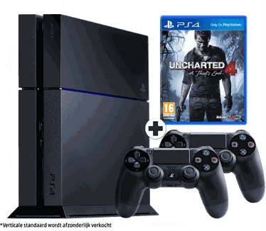 Sony PlayStation 4 1TB + extra controller + Uncharted 4: A Thief's End Zwart Zwart