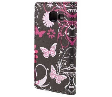 Merkloos Samsung Galaxy A3 2016 Portemonnee Hoesje Paarse Vlinder Print