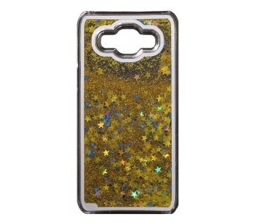 qMust Samsung Galaxy J5 Glitterstof hoesje - Gold