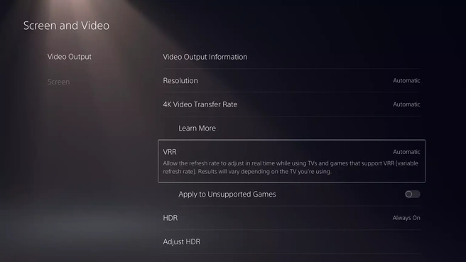 Sony PS5 VRR