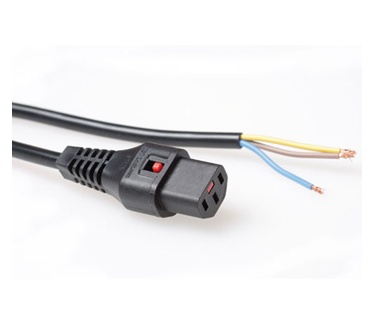 Advanced Cable Technology 230V aansluitkabel C13 lockable  - open  end zwart