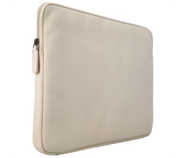 Accezz Leather Laptop hoes met rits 13-14 inch - Laptopsleeve - Beige