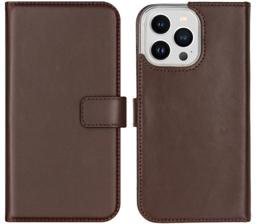 Selencia Echt Lederen Bookcase iPhone 14 Pro Max - Bruin