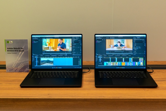 De oude en nieuwe Adobe Premiere-versie op een RTX Spark