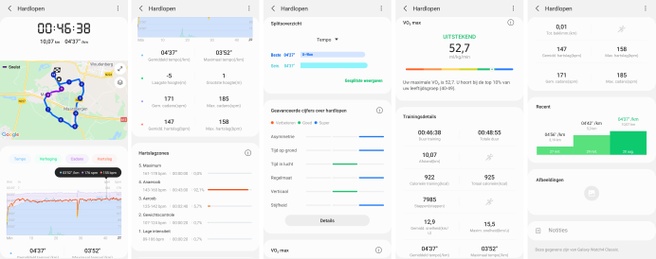 Samsung Health sportfuncties (hardlopen)