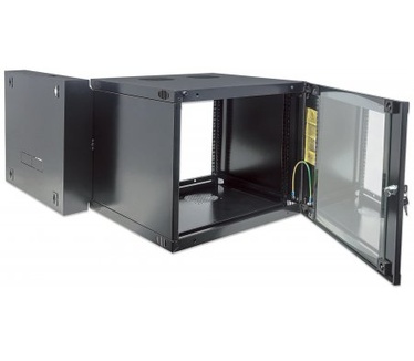 Intellinet 19" Double Section Wallmount Cabinet, 15U, 450mm depth, Flatpack, Black