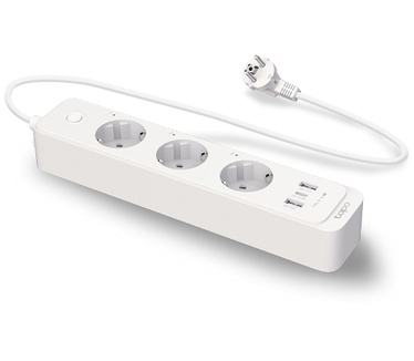TP-Link Tapo P300 stekkerdoos met 2 USB-poorten en 1 type C-poort, meervoudige stekkerdoos overspanningsbeveiliging, werkt Alexa, Google Home, HomeKit spraakbediening, afstandsbediening, 1,5 m, wit