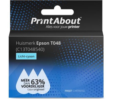 PrintAbout Huismerk Epson T0485 (C13T048540) Inktcartridge Licht-cyaan