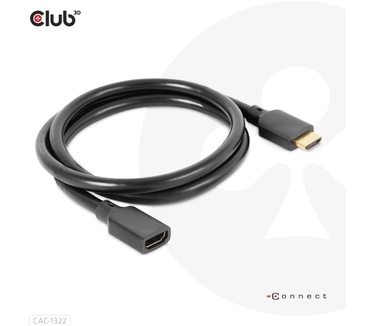 Club 3D Ultra High Speed HDMI Extension Cable 4K120Hz 8K60Hz 48Gbps M/F 1 m / 3.28 ft 30AWG