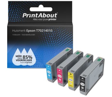 PrintAbout Huismerk Epson T70214010 Inktcartridge 4-kleuren Voordeelbundel