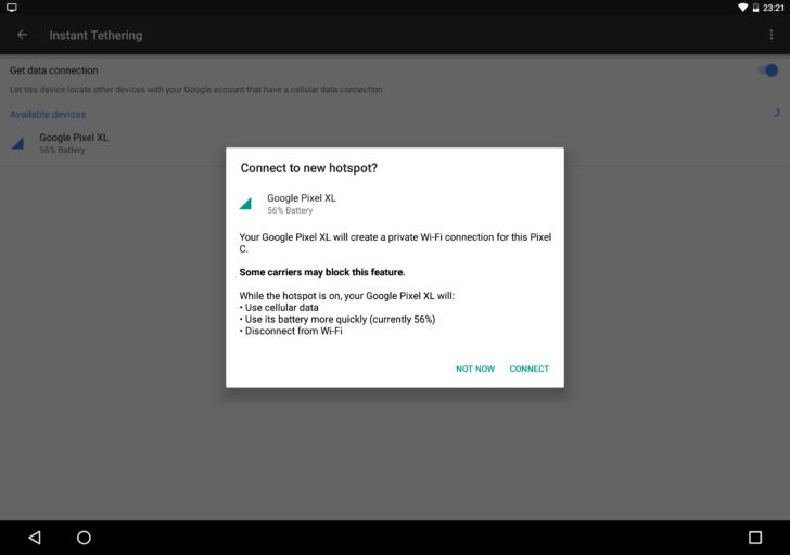 Android Instant Tethering