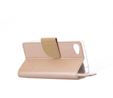 Luxe Lederen Bookcase hoesje voor de Sony Xperia Z5 Compact - Goud (Sony Xperia Z5 Compact) Goud