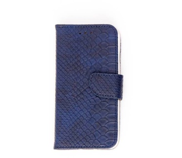 Schubben design Lederen Bookcase hoesje voor de Apple iPhone 8 - Donkerblauw (Apple iPhone 8) Blauw
