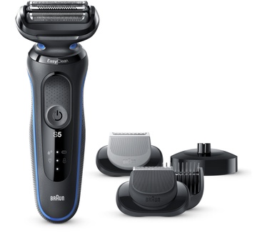 Braun Series 5 50-B4650cs Scheerapparaat Met Oplaadstandaard, 2 EasyClick-opzetstukken, Blauw