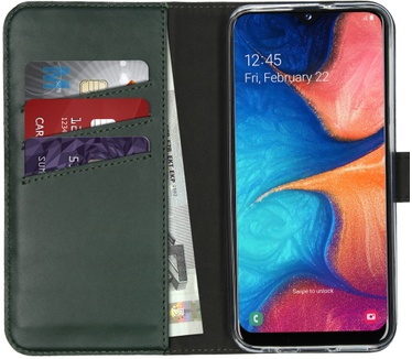 Selencia Echt Lederen Bookcase Samsung Galaxy A20e - Groen