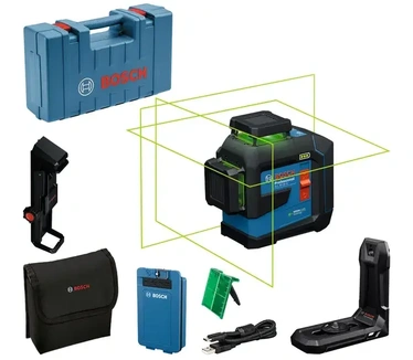Bosch Professional GLL 80-33 G - Lijnlaser - (1 x accu BA 3.7V 3.0Ah XL Li-Ion, laserrichtbord, houder LB10, USB-A naar USB-C kabel, tas)