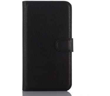 Samsung Galaxy J3 (2016) Litchi Leren Portemonnee Hoesje Zwart Zwart